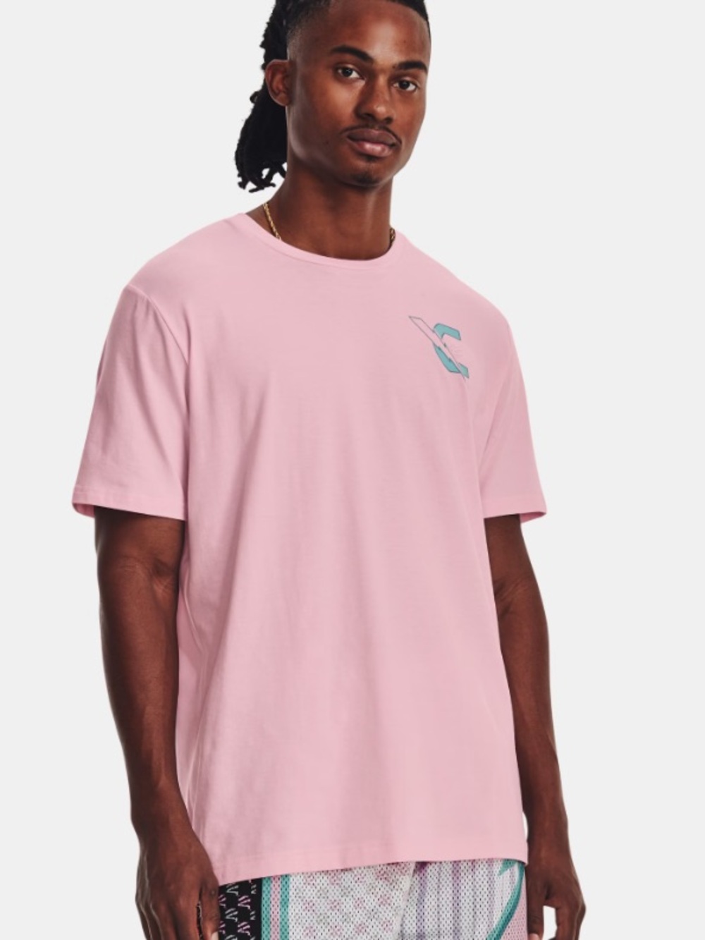 Under Armour Curry Shirt Mens Large Pink Loose Fit Athletic Basketball Tee